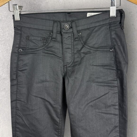 Rag‎ & Bone Ankle Zip Coated Skinny Jeans Womens Size 25 Stretch Denim Mid Rise - Picture 6 of 15